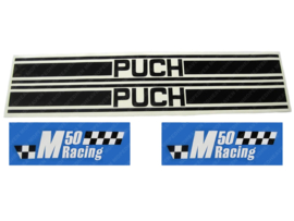 Aufkleber Satz Schwarz/Weiß Puch M50 Racing