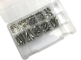 Assortiment bouten/moeren/ringen inbus M6 RVS 150-Delig