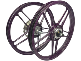 5 Star Alloy Cast Wheels set 16 / 17 Inch x 1.35 Complete Powdercoated Purple Puch Maxi Models