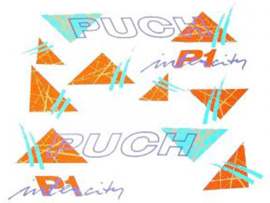Aufkleber Satz Grün / Orange Puch P1 Intercity
