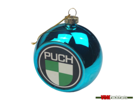 Kerstbal Puch logo blauw