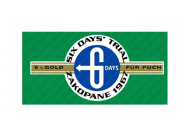 Aufkleber Six Days Trial 83mm x 39mm Puch