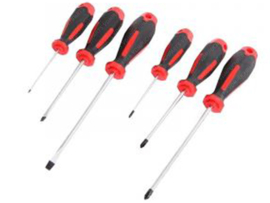 Screwdriver set Softgrip Red - Black 6-Pieces