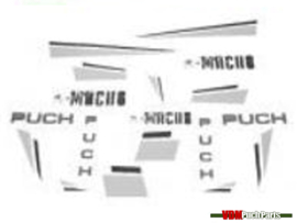 Sticker set grijs / wit Puch Rider Macho 88