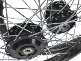 Spoke Wheel set 17 Inch Wide 1.40 Anodised Black - Black (RAL 9005) Rigida! Puch Maxi