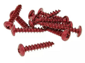 Screw set Crosshead 6mm x 30mm Anodized Red 12-Pieces Universal