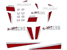 Aufkleber Satz Rot Puch Rider Macho 88