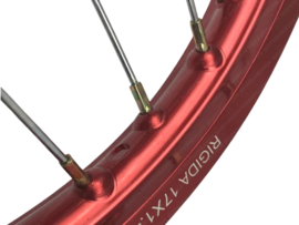 Speichenrad Satz 17 Inch 1.20 Schmal Eloxiert Rot - Poliert Rigida! Puch Maxi