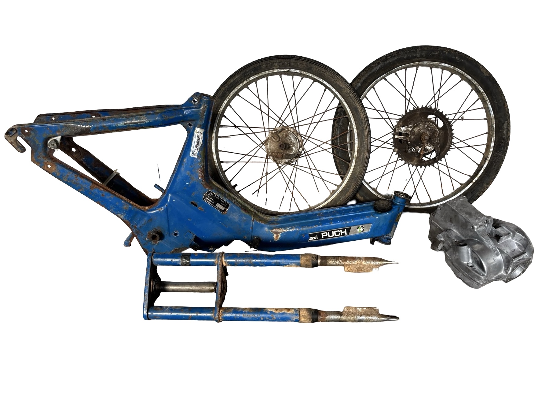 Rahmen - Gabel - Räder - Motorblock Satz Original! Puch Maxi N