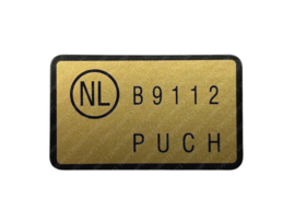 Goedkeurings sticker Puch Nederlands B-9112