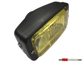 Headlight sqaure 142mm black yellow glass Guia