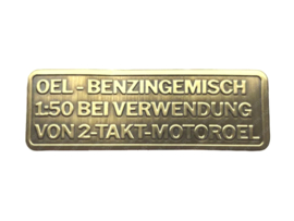 Gasoline Mix Sticker German Gold Color RealMetal