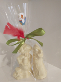 Zwarte piet en zwaaiende sint 18cm  effen samen verpakt