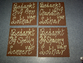 Chocolade vierkant/rechthoek  met eigen tekst