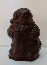 Kerstman met beer en cadeautje - 14 cm effen
