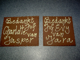 Chocolade vierkant/rechthoek  met eigen tekst