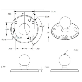 RAM mount ronde adapter - RAM-B-202U