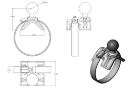 RAM-Mount-Stabklemme mit 1-Zoll-Kugel 