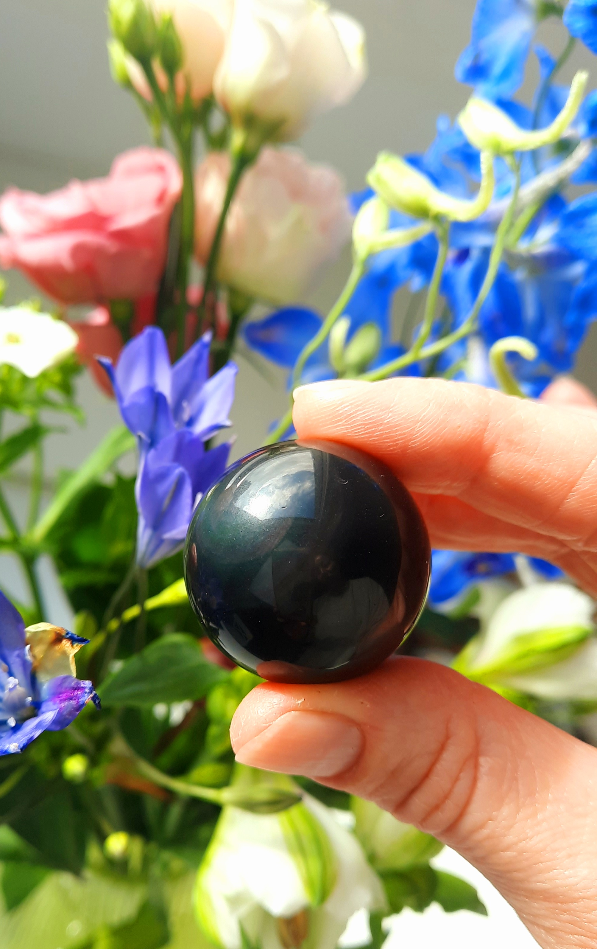 Regenboog Obsidiaan bol