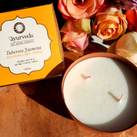 Geurkaars - Ayurveda  Vata tuberose & jasmijn ( 2 lonten )