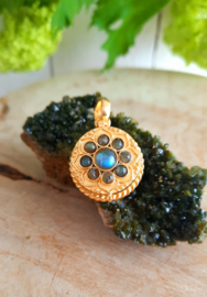 Poison / Secret Locket hanger (goud op zilver) Labradoriet