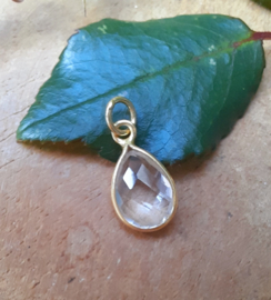 Bergkristal hanger (goud op zilver, facet geslepen)