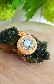Poison / Secret Locket hanger (goud op zilver) Maansteen
