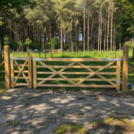 Dubbele houten weidepoort geïmpregneerd categorie 4 – compleet pakket