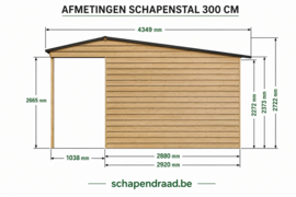 Abri pour chevaux et moutons 400 × 300 cm – hauteur au faîtage 272 cm