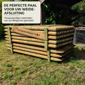 Geïmpregneerde Weidepalen Ø 10 cm – Lengte 200 cm – Rondgefreesd