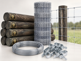 Complete afsluiting met zware schapendraad en dura² palen dia 9