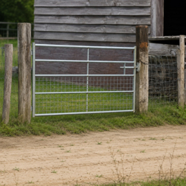 Portail de prairie métallique 5 tubes avec demi-grillage 488 cm – galvanisé