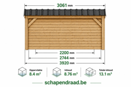 Abri pour moutons 300 × 292 cm – hauteur au faîtage 272 cm