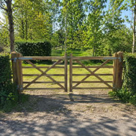 Dubbele houten weidepoort 200 x 120 cm geïmpregneerd  compleet