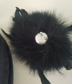 Cozy Black Hat with Feathers