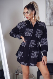 Zwarte Print Blouse/Jurk