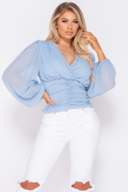 Poederblauwe Gypsy Top