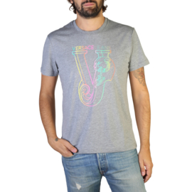 Grijze Versace T-Shirt "Rainbow Logo"