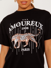 Schwarzes T-Shirt "Amoureaux"