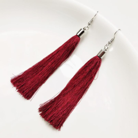 Tassel-oorhangers "bordeaux"