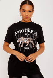 Schwarzes T-Shirt "Amoureaux"