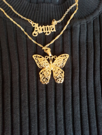 2-Lagen Halskette "Angel und Schmetterling"