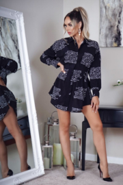 Black Print Blouse/Dress