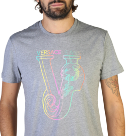 Graues Versace  T-Shirt mit Regenbogen Logo
