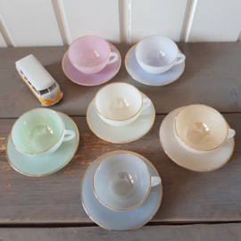 Vintage Arcopal France Harlequin set  Sweet Pastel