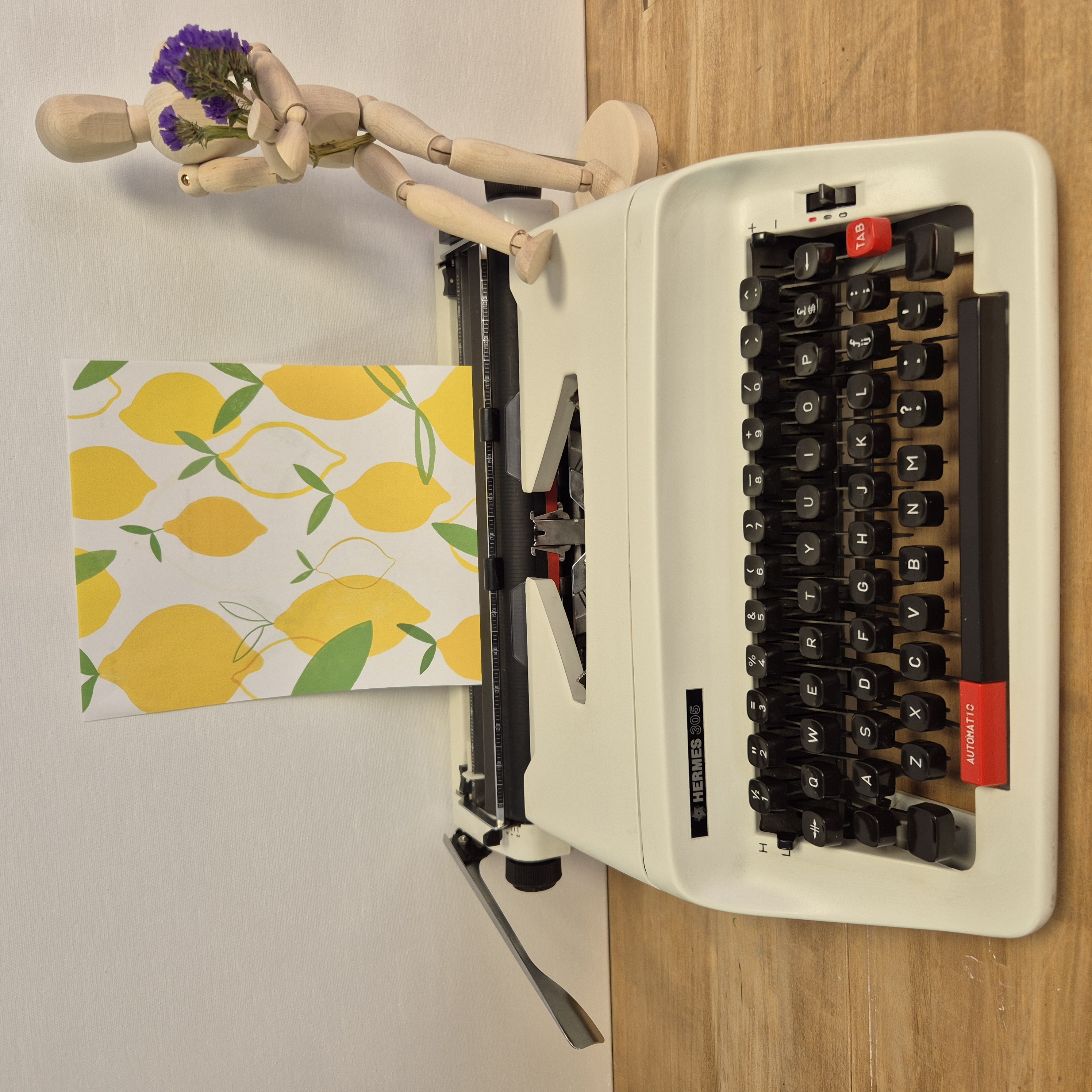 Vintage typemachine Hermes 305 - wit