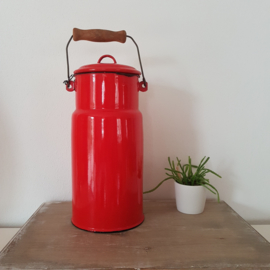 Vintage emaille melkbus - rood