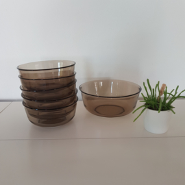 Vintage Arcoroc France rookglas schaal - 6-delig