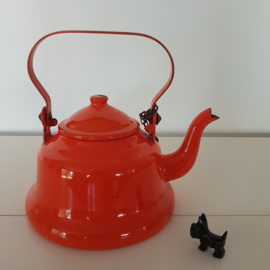 Vintage emaille oranje waterketel