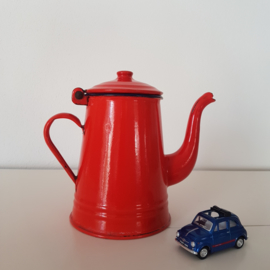 Vintage emaille oranjerode koffiepot